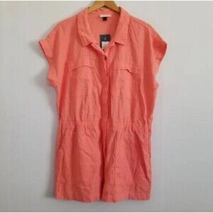 Universal Thread Romper Womens Size 17 short sleeve coral pink Pockets Buttons